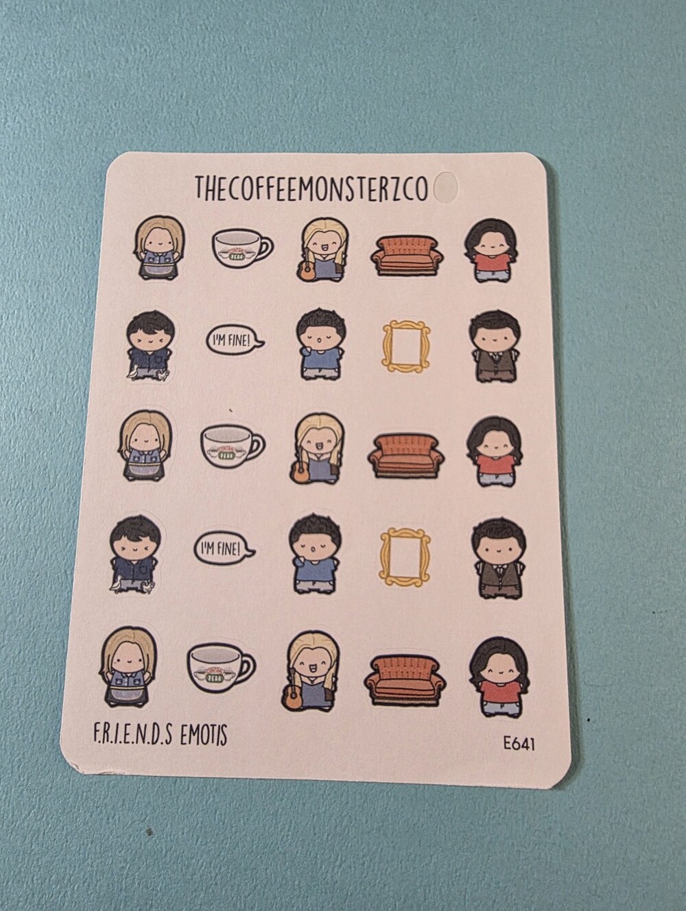 TheCoffeeMonsterzCo FRIENDS Emotis Sticker Sheet - Pastel Characters
